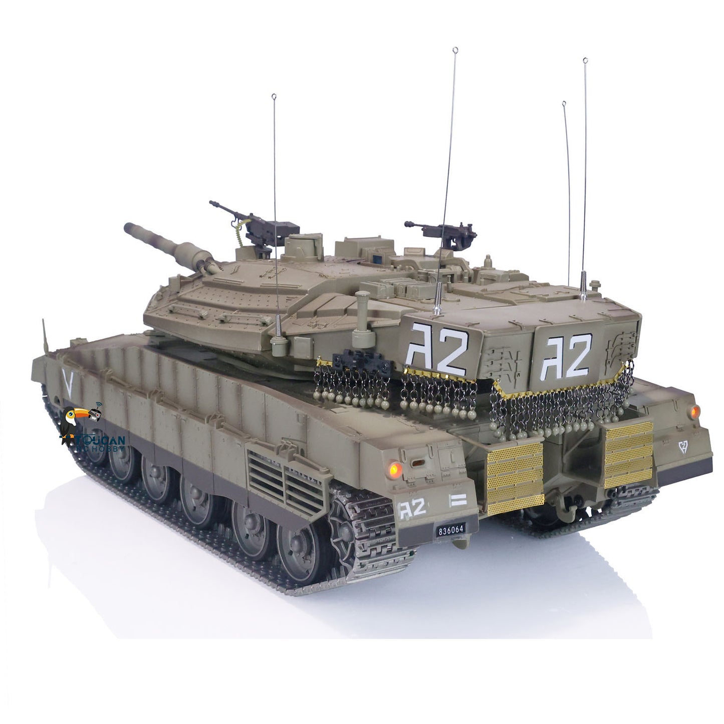 US STOCK Henglong 1/16 Scale Military Radio Control Tank IDF Merkava MK IV Model Metal Tracks Road Wheels Idlers Recoil Barrel