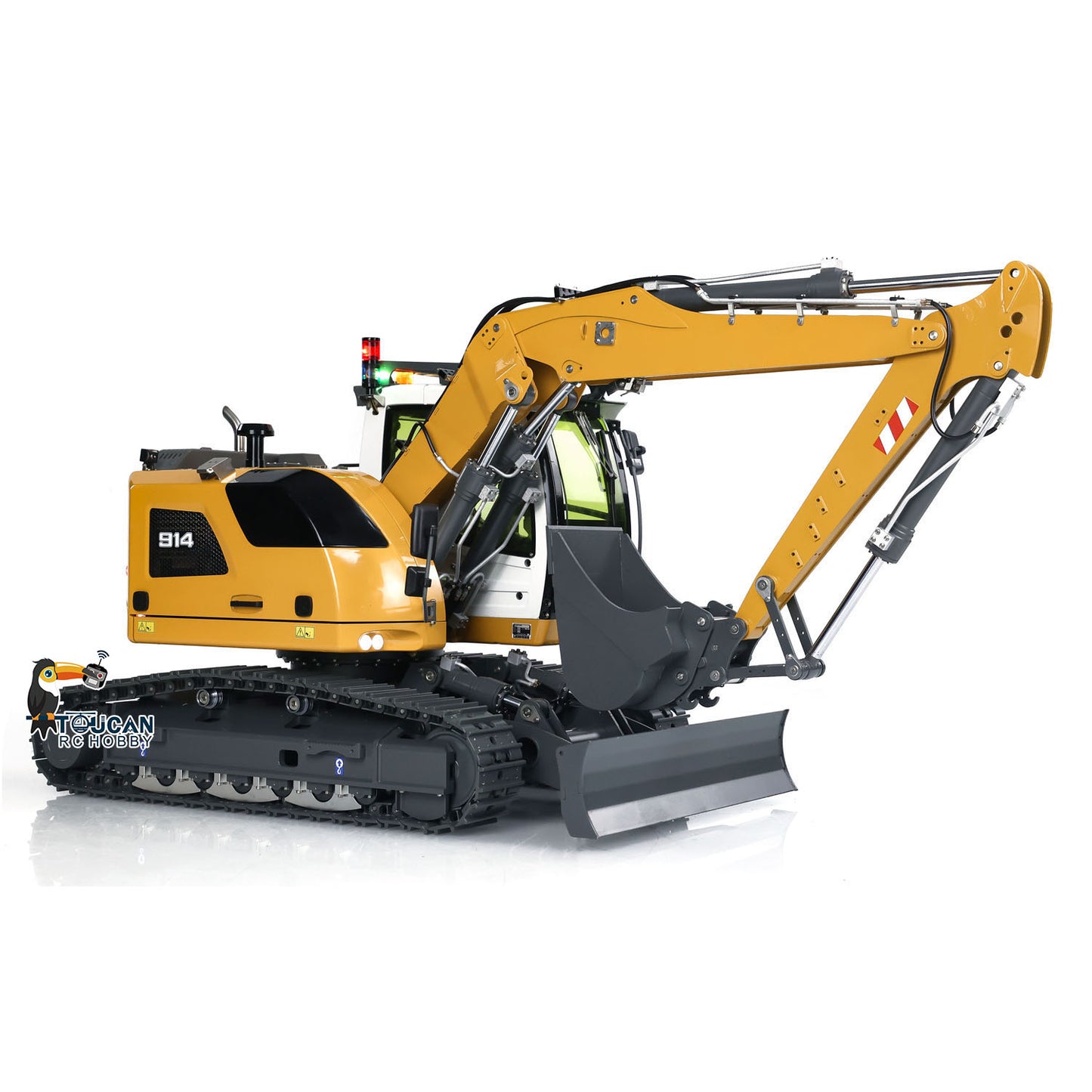 CUT Model 1/14 RC Hydraulic Excavator 914 5CH Valve Metal Remote Control Digger Warning Light Flysky ST8 Radio Sound System