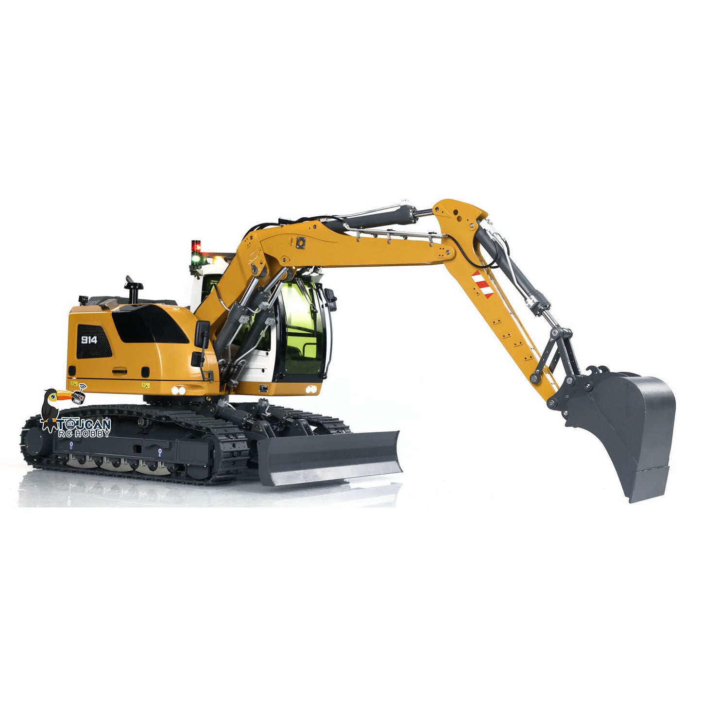 CUT Model 1/14 RC Hydraulic Excavator 914 5CH Valve Metal Remote Control Digger Warning Light Flysky ST8 Radio Sound System