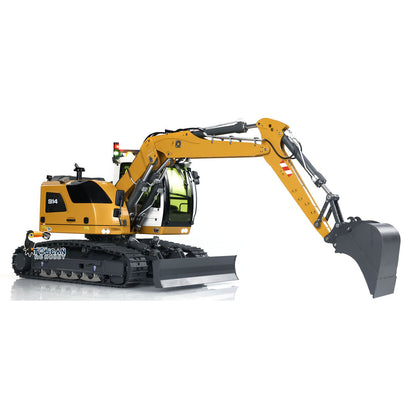 CUT Model 1/14 RC Hydraulic Excavator 914 5CH Valve Metal Remote Control Digger Warning Light Flysky ST8 Radio Sound System