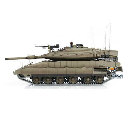 1/16 RC Tank Heng Long Merkava MK IV 3958 Remote Control Battle Tank Upgraded Metal Sprockets Smoke BB Shooting Dual Battery