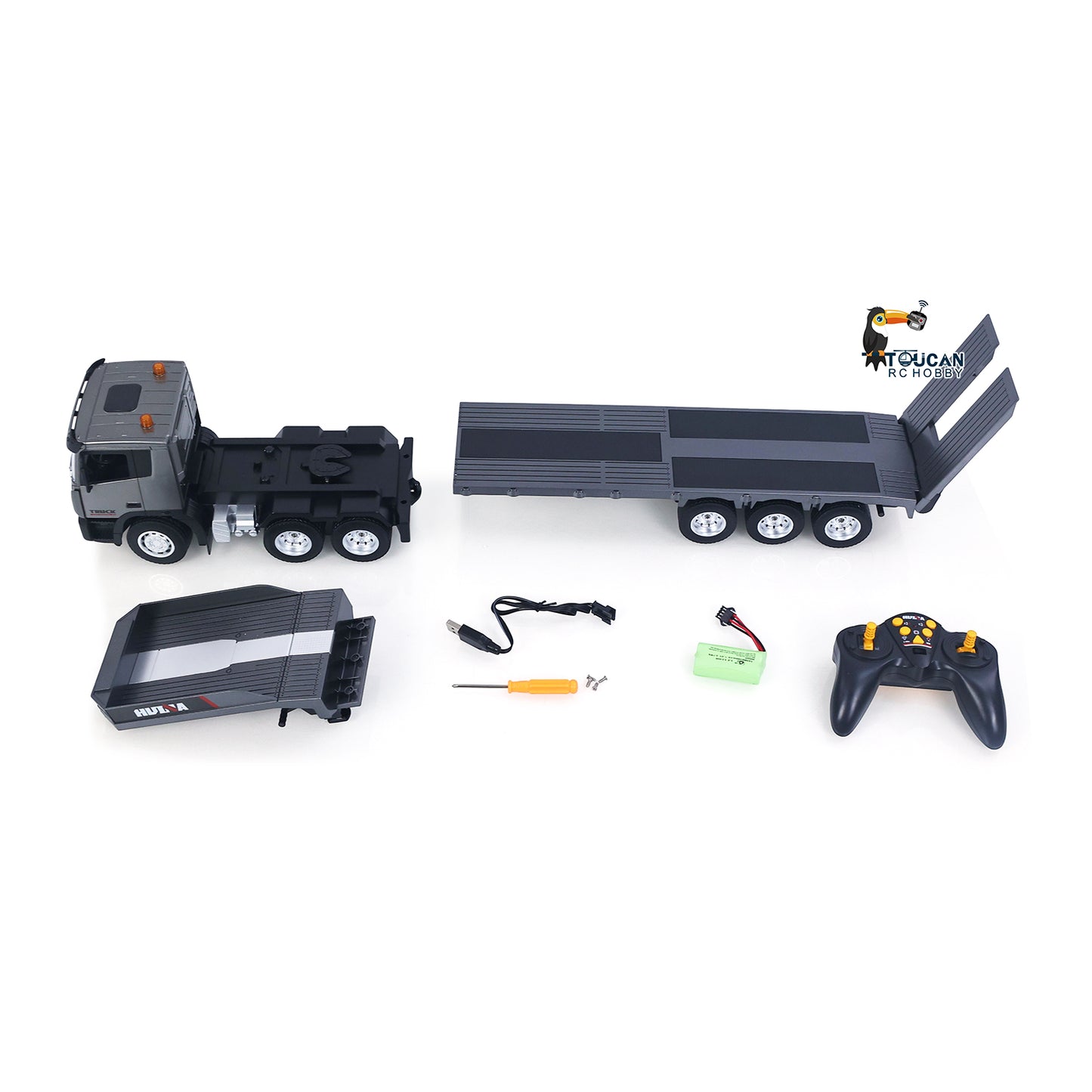 TOUCAN RC HOBBY Huina 1318 1/18 RC Tractor Truck 9CH Remote Control Cars with Flatbed Trailer