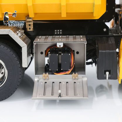 1/14 8x8 RC Hydraulic Dumper Car Roll Off Full Dump Rear Axle Steering with U-shaped High Short Standard Bucket Timber Flatbed