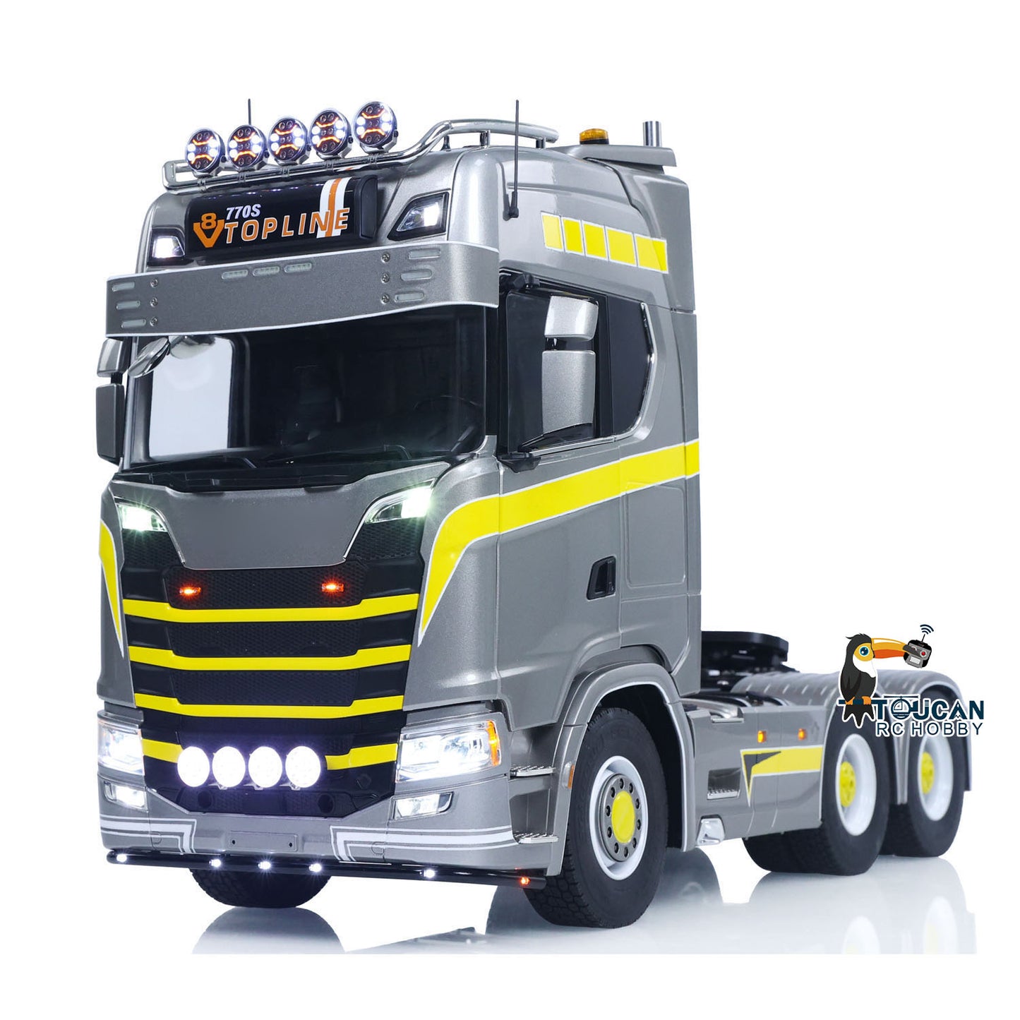 TOUCAN 1/14 RC Tractor Truck 770S RTR 3Speed Lorry 6X6 Metal Chassis Axle Locks Smoke Sound Light Chassis Suspension ST8 Battery