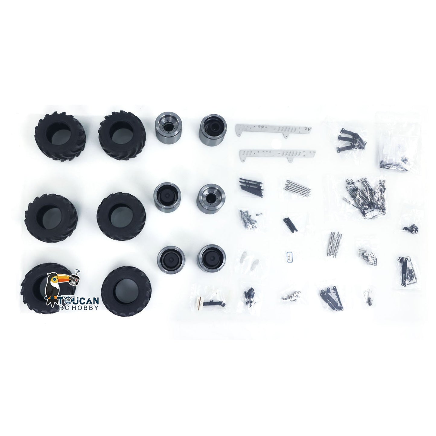JDModel Metal Realistic Tail Beam with Rear Hook/Wheel Hub Suspension Set of 1/14 Remote Control Tractor Truck Upgraded Parts