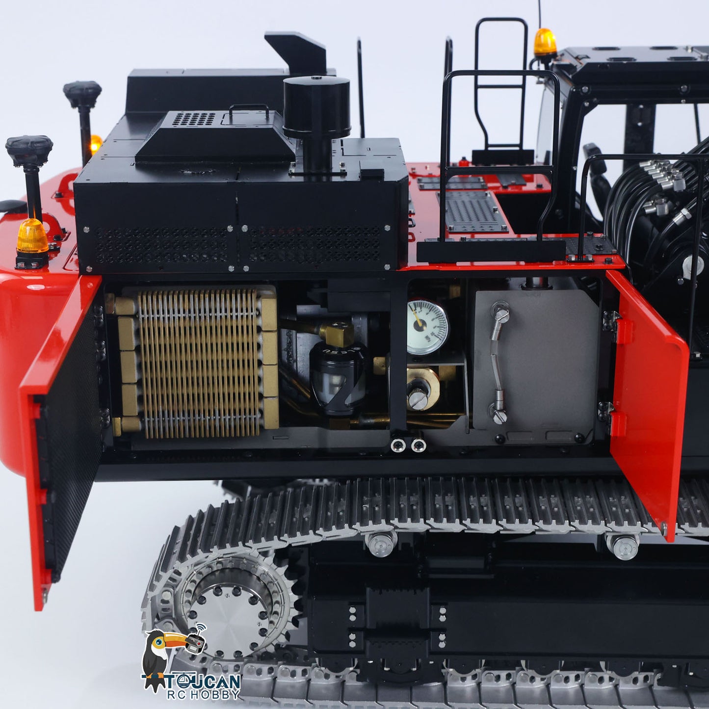 LESU Aoue ZX490 1/14 Metal RC Hydraulic Excavator B0026 6-Channel Directional Valve 360 Degrees Continuous Rotation High-torque Drive Wheels Lighting System