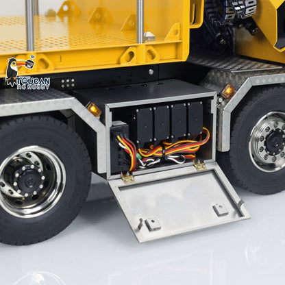 1:14 10*10 RC Hydraulic Crane Full Dump Metal Lorry Rear Axle Steering with U-shaped Short High Standard Bucket Timber Flatbed