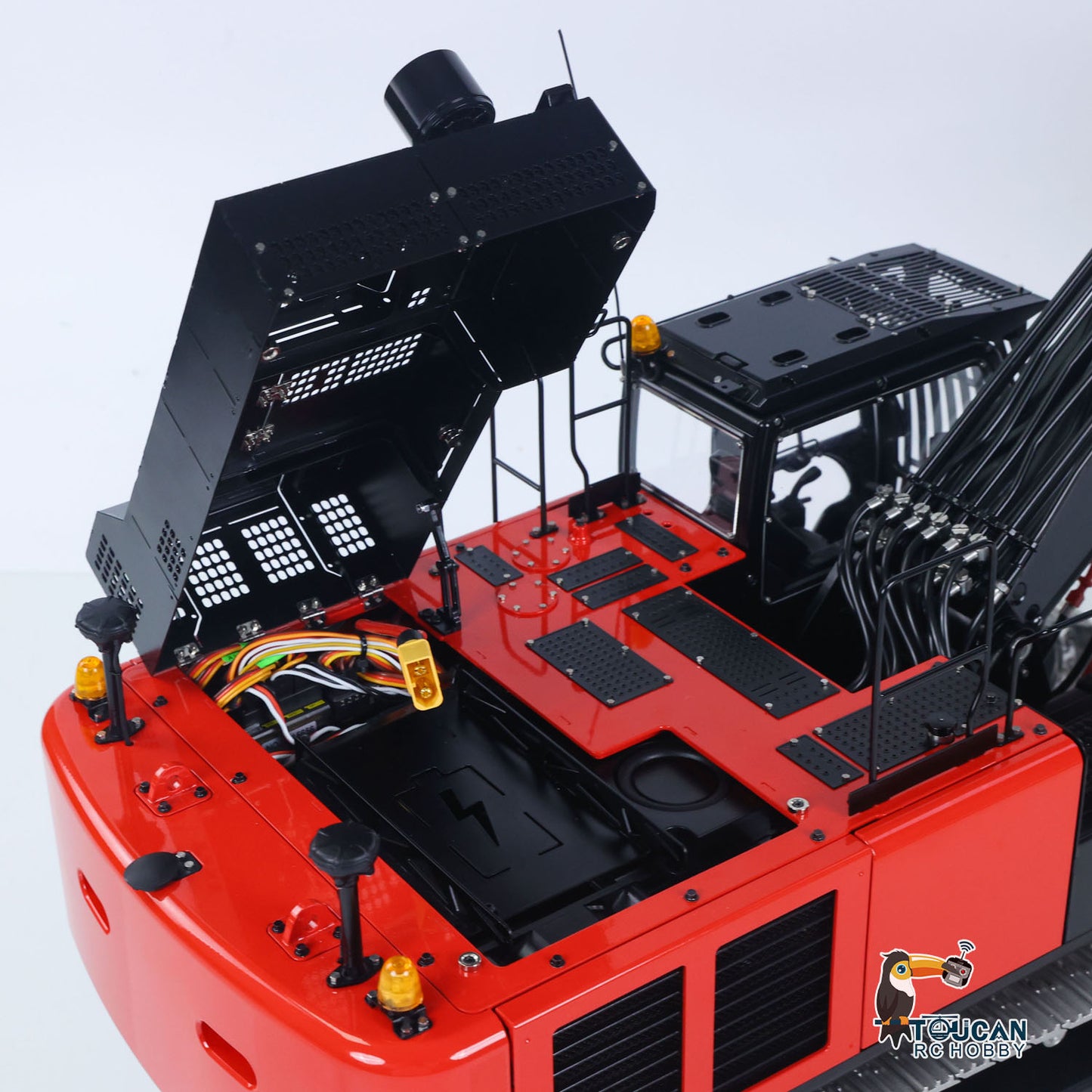 LESU Aoue ZX490 1/14 Metal RC Hydraulic Excavator B0026 6-Channel Directional Valve 360 Degrees Continuous Rotation High-torque Drive Wheels Lighting System