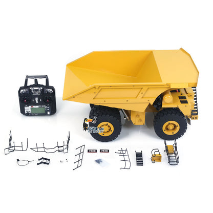 1/20 Metal RC Hydraulic Mine Truck 793D Assembled Dumper Servo Motor I6X Radio Lights Warning Sound System Car Model