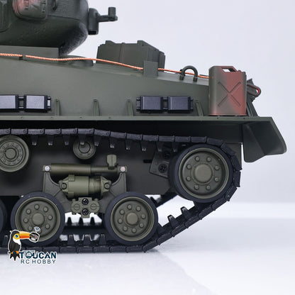 TOUCAN RC HOBBY US Stock RTR 1/16 RC Tank Sherman M4A3E8 IR BB Barrel Elevation Smoking Metal Chassis Tracks Road Wheels Machine Gun 360 Degree Rotation