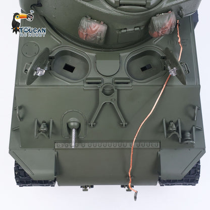 TOUCAN RC HOBBY US Stock RTR 1/16 RC Tank Sherman M4A3E8 IR BB Barrel Elevation Smoking Metal Chassis Tracks Road Wheels Machine Gun 360 Degree Rotation