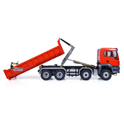 LESU 1/14 8x8 Metal Hydraulic RC Roll On Off Dump Truck 2 Speed Transmission FlySky I6S Radio Controller Sound Light System