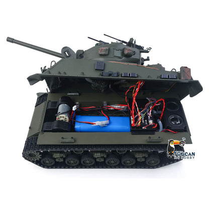 TOUCAN RC HOBBY US Stock RTR 1/16 RC Tank Sherman M4A3E8 IR BB Barrel Elevation Smoking Metal Chassis Tracks Road Wheels Machine Gun 360 Degree Rotation