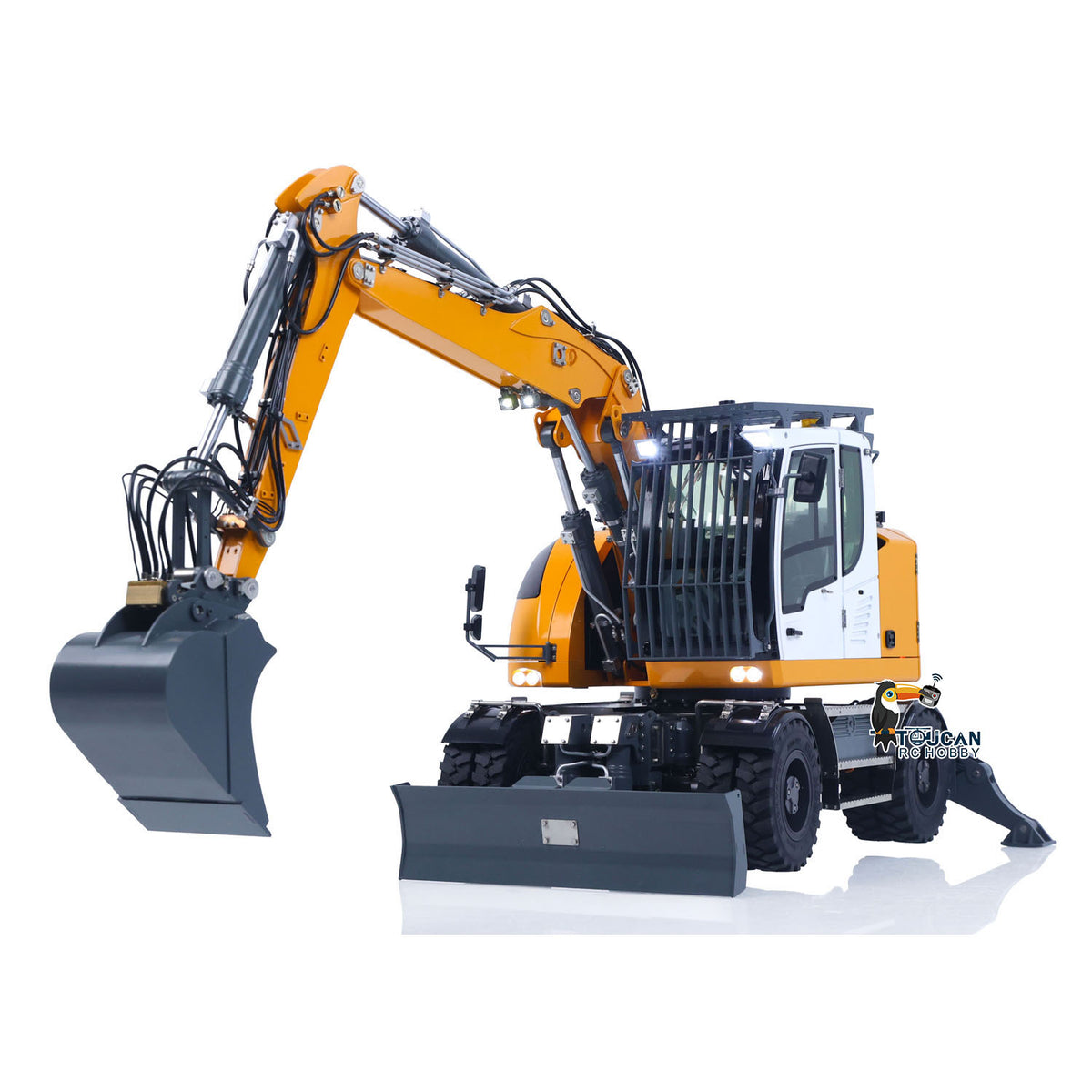 TOUCAN RC HOBBY CUT RC Hobby 4WD LR914 PRO MAX Metal 1/14 RC Hydraulic Wheeled Excavator 11-ways Valve Wrist Quick Coupler RTR RC Digger PL18EV Lite Battery