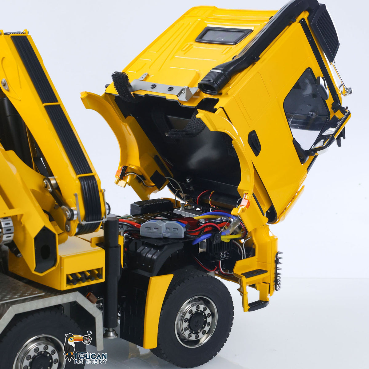 TOUCAN RC HOBBY LXY 1:14 10*10 RC Hydraulic Crane Full Dump Metal Lorry Rear Axle Steering with U-shaped Short High Standard Bucket Timber Flatbed