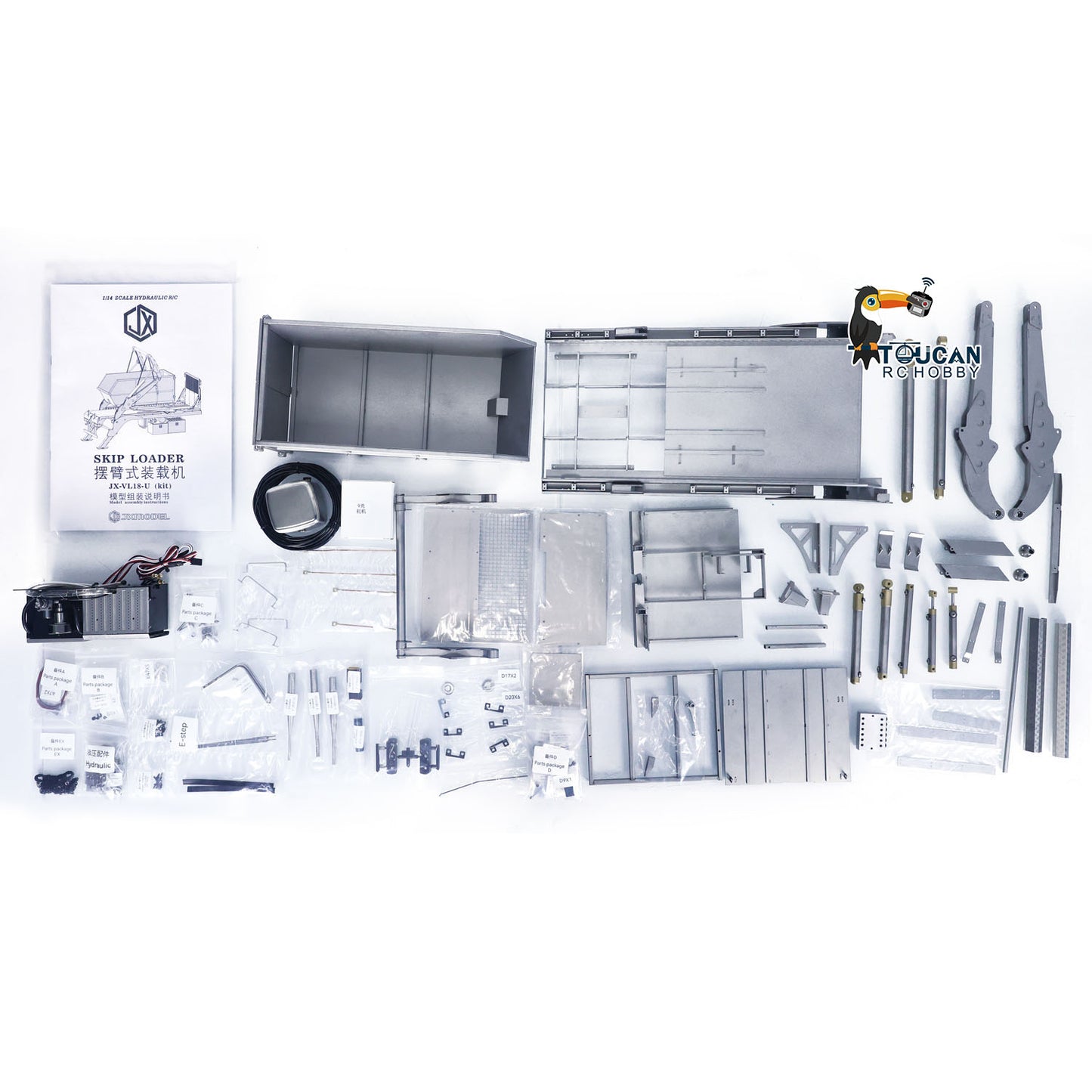 JXModel VL18U F2000 K3363 Cabin 1/14 Metal 6x4 RC Hydraulic Skip Loader KIT Swing Arm Dump Garbage Truck 4-Way Valve 2-Speed Gearbox for Hobby Builders