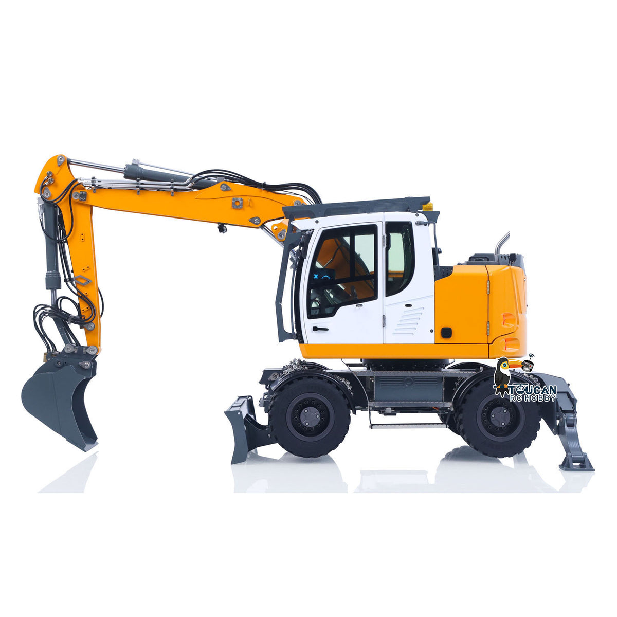 TOUCAN RC HOBBY CUT RC Hobby 4WD LR914 PRO MAX Metal 1/14 RC Hydraulic Wheeled Excavator 11-ways Valve Wrist Quick Coupler RTR RC Digger PL18EV Lite Battery
