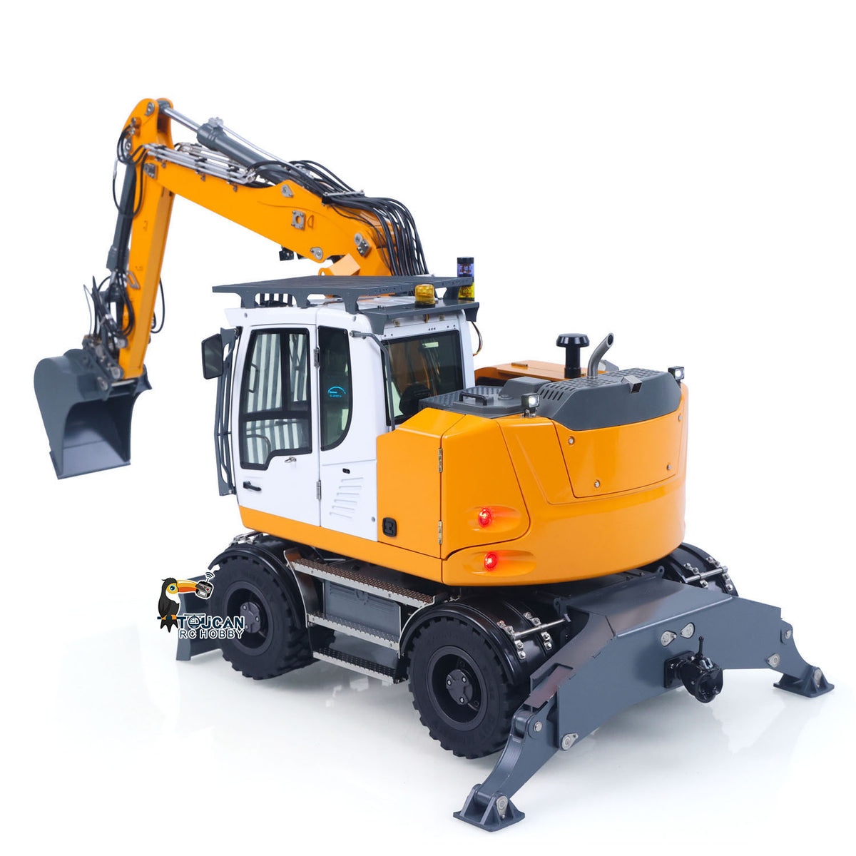 TOUCAN RC HOBBY CUT RC Hobby 4WD LR914 PRO MAX Metal 1/14 RC Hydraulic Wheeled Excavator 11-ways Valve Wrist Quick Coupler RTR RC Digger PL18EV Lite Battery
