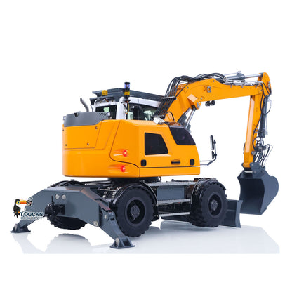 CUT Model LR914 PRO MAX 1/14 Metal RC Hydraulic Wheel Excavator RTR 11-Way Valve Axles Differential Lock Light & Sound System Quick Release Coupler Tail Hook for Hobby Collectors