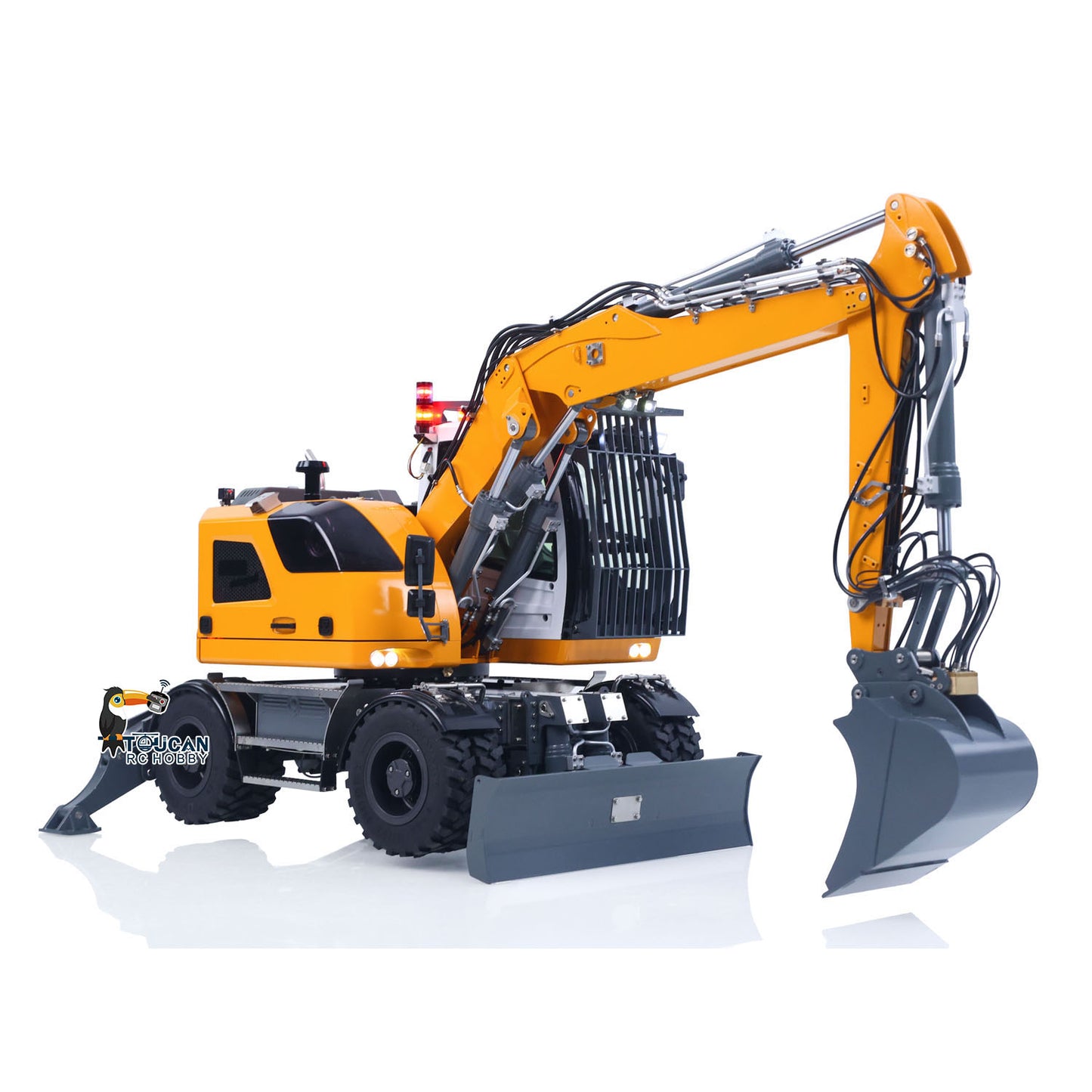 LR914 PRO MAX Metal 4WD 1/14 RC Hydraulic Wheeled Excavator 11-ways Valve RTR Radio Controlled Digger PL18EV Lite Battery Light