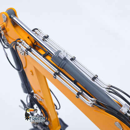 CUT Model LR914 PRO MAX 1/14 Metal RC Hydraulic Wheel Excavator RTR 11-Way Valve Axles Differential Lock Light & Sound System Quick Release Coupler Tail Hook for Hobby Collectors
