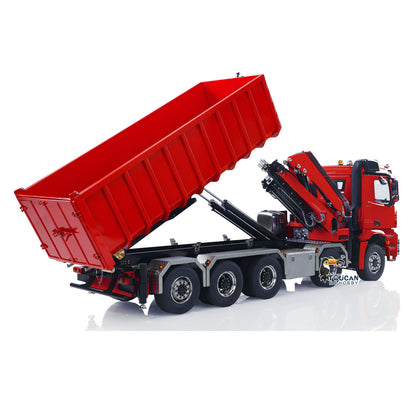 TOUCAN RC HOBBY LXY 1/14 10x10 RC Hydraulic Crane Dump Truck Radio Control Full Dumper Lorry with U-shaped Short High Standard Bucket Timber Flatbed