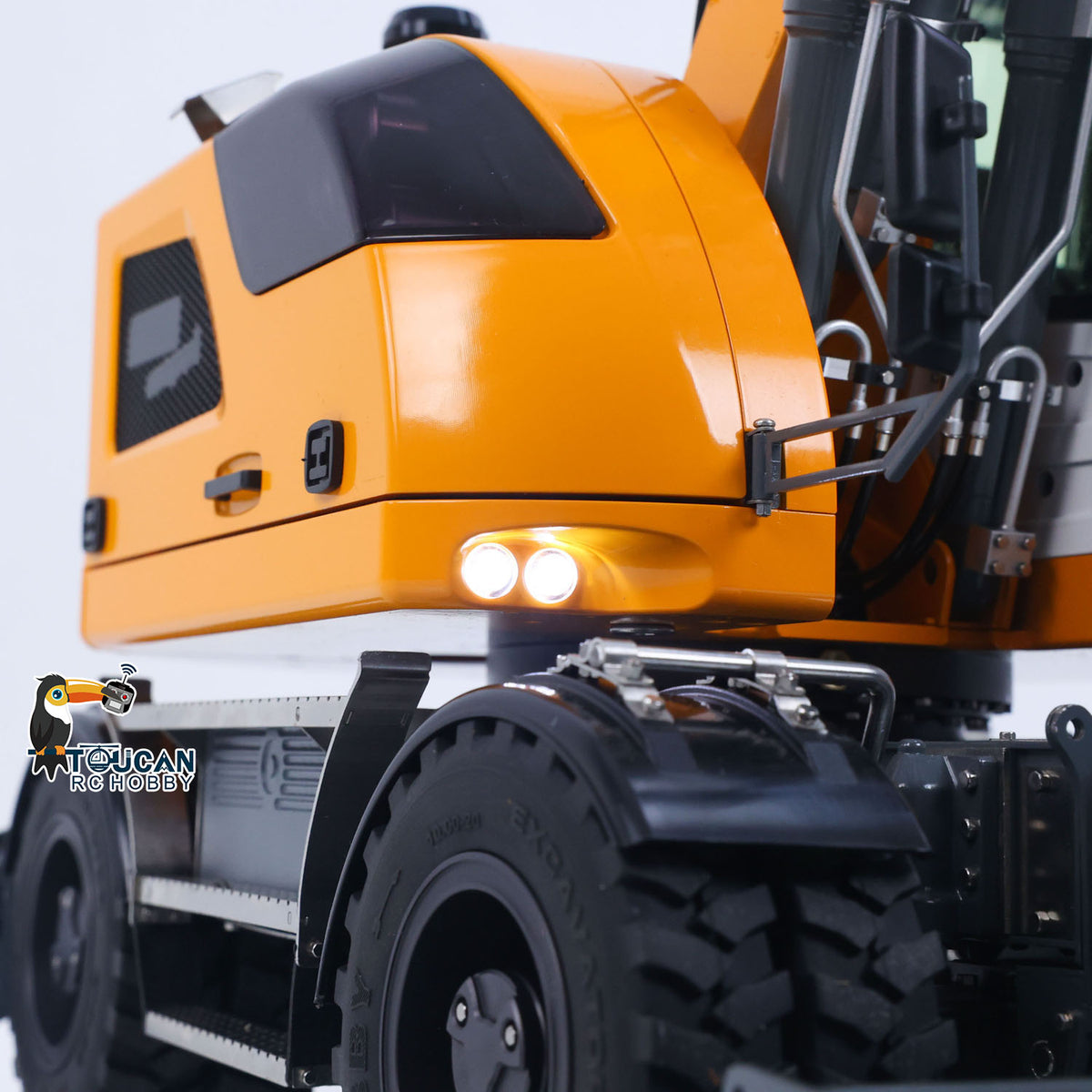 TOUCAN RC HOBBY CUT RC Hobby 4WD LR914 PRO MAX Metal 1/14 RC Hydraulic Wheeled Excavator 11-ways Valve Wrist Quick Coupler RTR RC Digger PL18EV Lite Battery