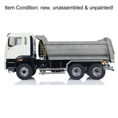 LESU Metal 1/14 6*6 Front Cylinder Hydraulic Dumper Truck Tipper Sound LED Light Motor Battery & Radio System & Charger