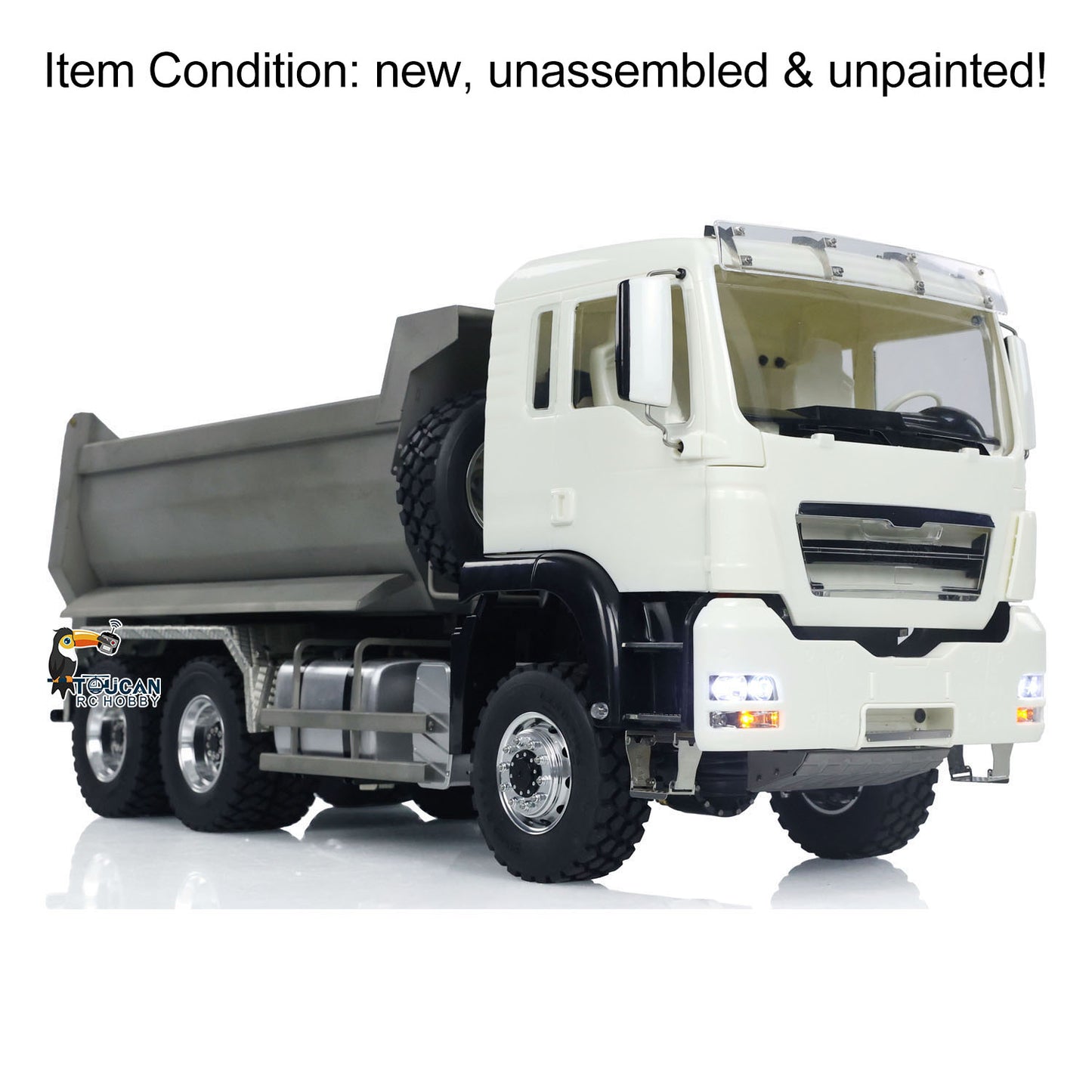 LESU Metal 1/14 6*6 Front Cylinder Hydraulic Dumper Truck Tipper Sound LED Light Motor Battery & Radio System & Charger