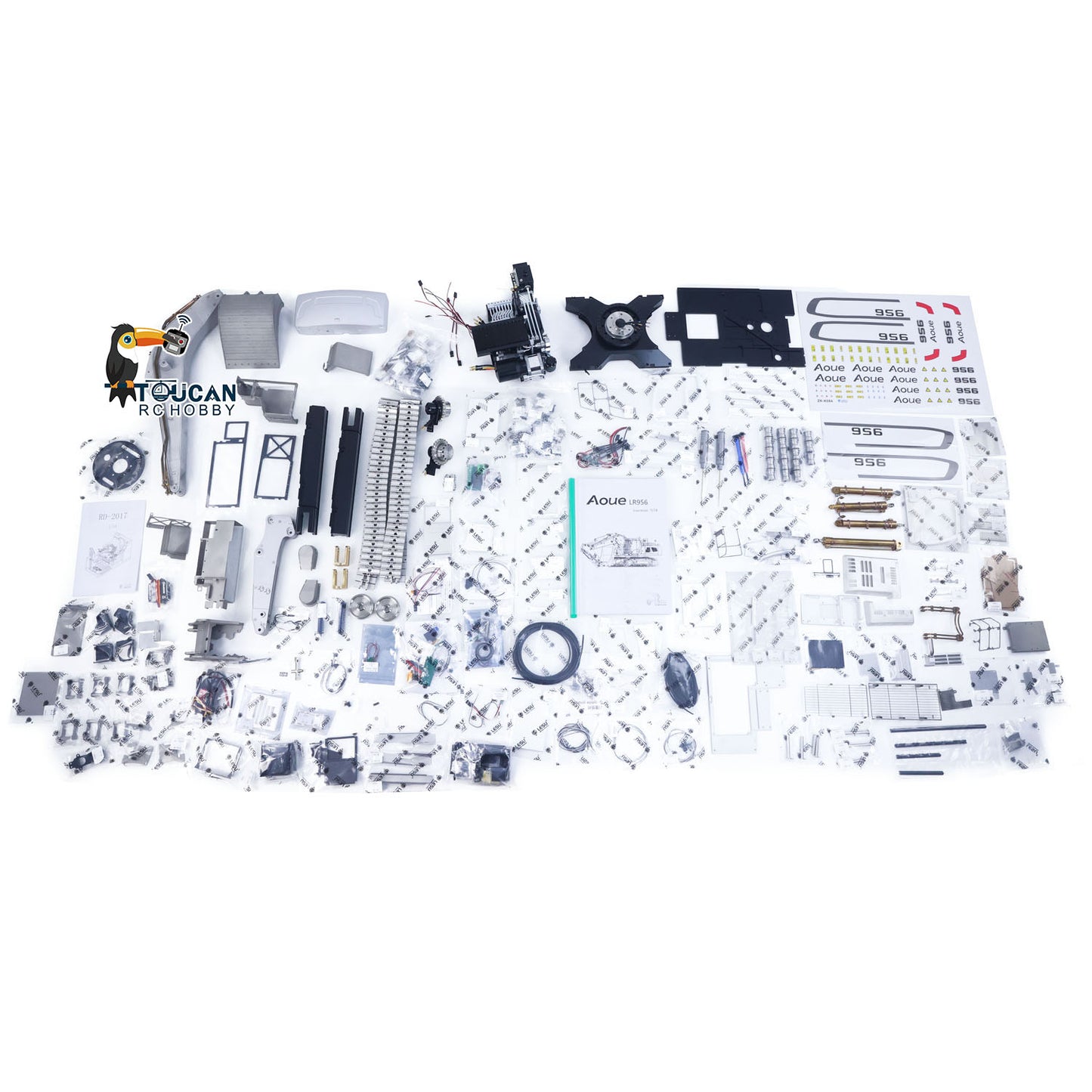 TOUCAN RC HOBBY Flash Sale LESU AOUE LR956 1/14 Metal RC Hydraulic Excavator KIT 2 Arms Remote Control Digger Model 4MPA Dual Pumps Light 6CH Brass Valve