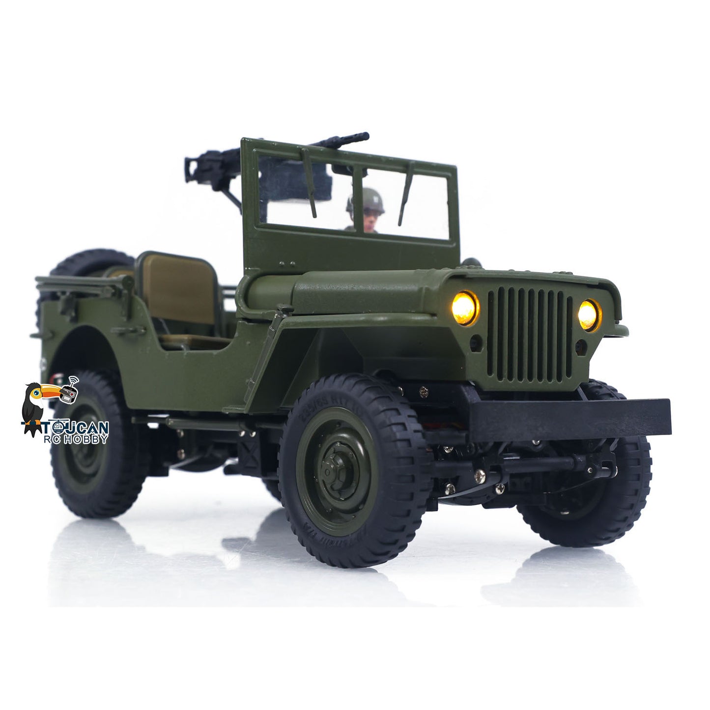 RTR 1/16 Radio Controlled Military Truck 4x4 RC Off Road Vehicle Model Metal Chassis Rail Movable Window Light System No Sounds