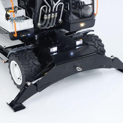 EC380 1/14 RC Hydraulic Excavator Wheeled Construction Vehicle 3-arm Remote Control Diggers Model Grab Tiltable Clamshell Bucket