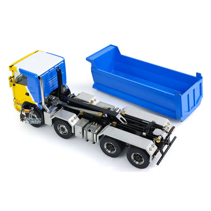 Toucanhobby G88 1/14 Metal 8x8 RC Hydraulic Roll On Off Dump Truck PNP U-Shaped High Bucket 3 Speed Transmission Differential Lock Light Sound ST8 Controller for Construction Collectors