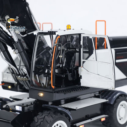 EC380 1/14 RC Hydraulic Excavator Wheeled Construction Vehicle 3-arm Remote Control Diggers Model Grab Tiltable Clamshell Bucket