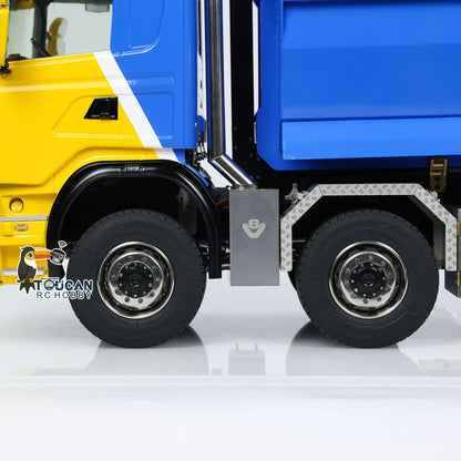 Toucanhobby G88 1/14 Metal 8x8 RC Hydraulic Roll On Off Dump Truck PNP U-Shaped High Bucket 3 Speed Transmission Differential Lock Light Sound ST8 Controller for Construction Collectors