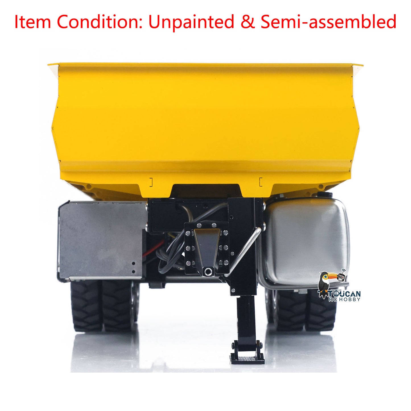 CUT Model 1/14 Metal 2-Axle RC Hydraulic Dump Trailer Air Suspension Light Manual Support Leg for LR914 PRO Remote Control Wheeled Excavator Digger Model
