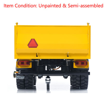 CUT Model 1/14 Metal 2-Axle RC Hydraulic Dump Trailer Air Suspension Light Manual Support Leg for LR914 PRO Remote Control Wheeled Excavator Digger Model