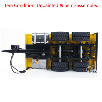 CUT Model 1/14 Metal 2-Axle RC Hydraulic Dump Trailer Air Suspension Light Manual Support Leg for LR914 PRO Remote Control Wheeled Excavator Digger Model
