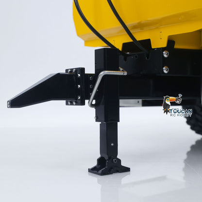 CUT Model 1/14 Metal 2-Axle RC Hydraulic Dump Trailer Air Suspension Light Manual Support Leg for LR914 PRO Remote Control Wheeled Excavator Digger Model