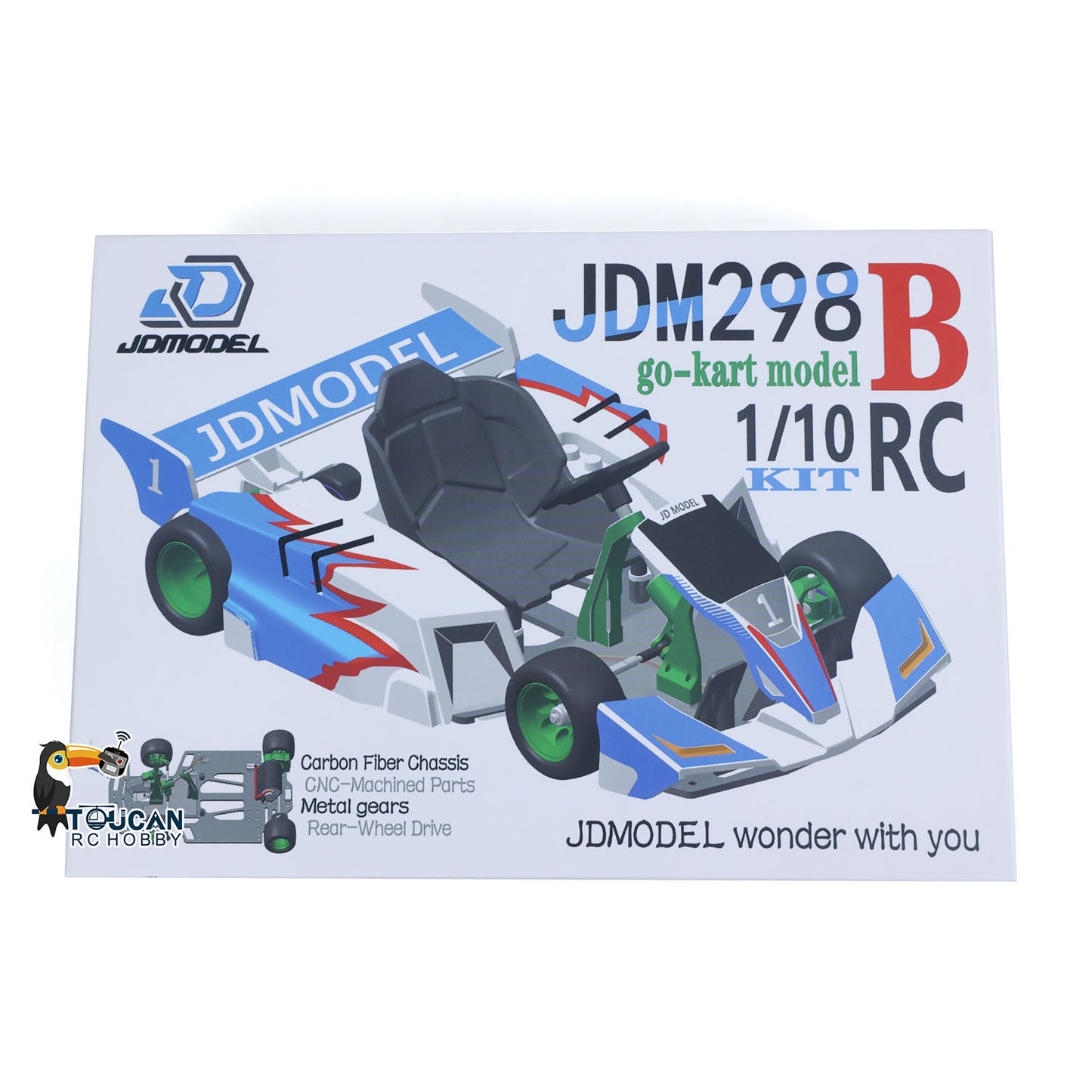 JDM 298B 1/10 Plastic RC Go-Kart DIY Model Radio Controlled Electric Racing Vehicle Unlimited Retrofit for Advanced Player