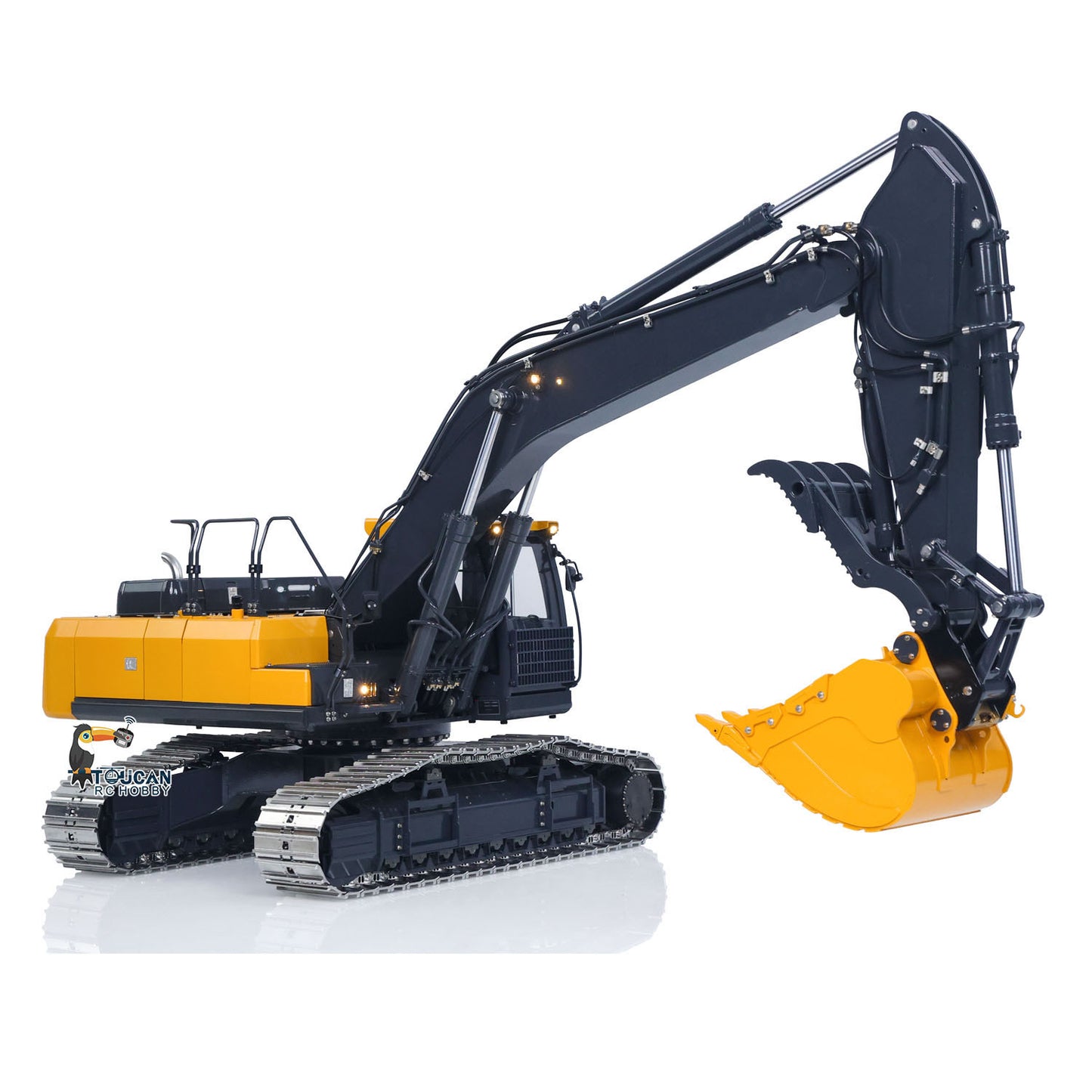 Super Frog 3 Pumps E400 Pro 6CH Valve Thumb Type 1/14 RC Hydraulic Excavator Metal Remote Control Digger Frsky X14 Radio Sound