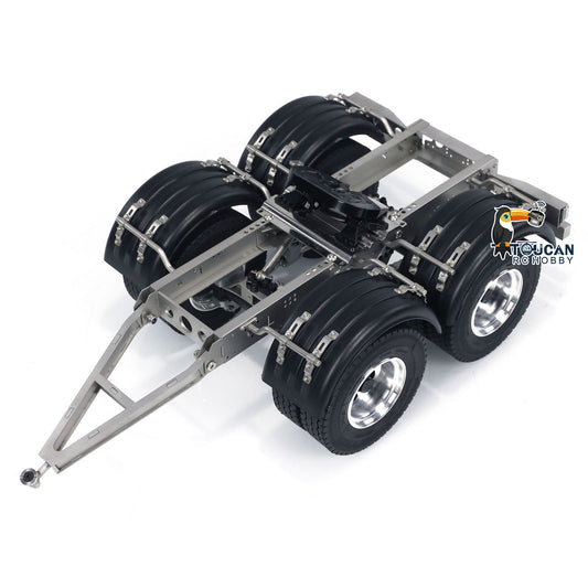 Fast Free Shipping 2 Axles 1/14 Metal Trailer with Fifth-wheel Traction for LESU RC Car Truck Model