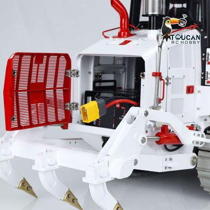 LESU 973K 1/14 Metal RC Tracked Loader Dual Hydraulic Cylinders Openable Bucket Rear Plow High-Torque Drive Wheels Light & Sound System