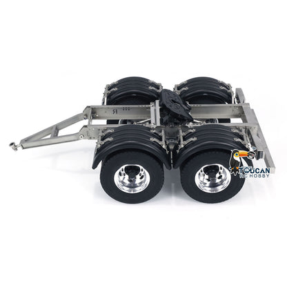 US Stock 2 Axles 1/14 Metal Trailer with Fifth-wheel Traction for LESU RC Car Truck Model