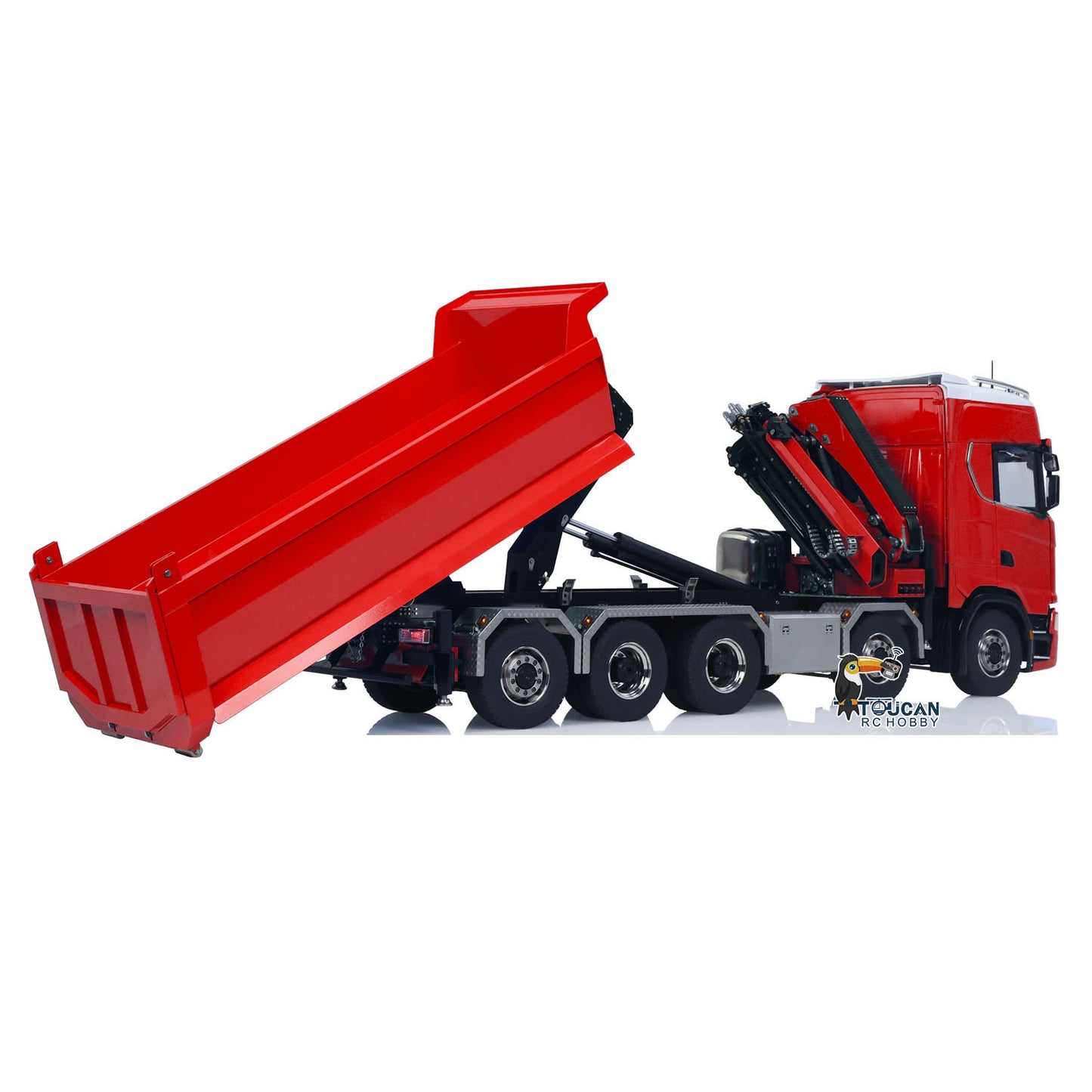 770S 10x10 1/14 Hydraulic Crane Dump RC Tipper Car Metal Full Dump Truck RTR Battery Light Sound