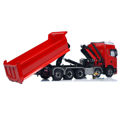 770S 10x10 1/14 Hydraulic Crane Dump RC Tipper Car Metal Full Dump Truck RTR Battery Light Sound