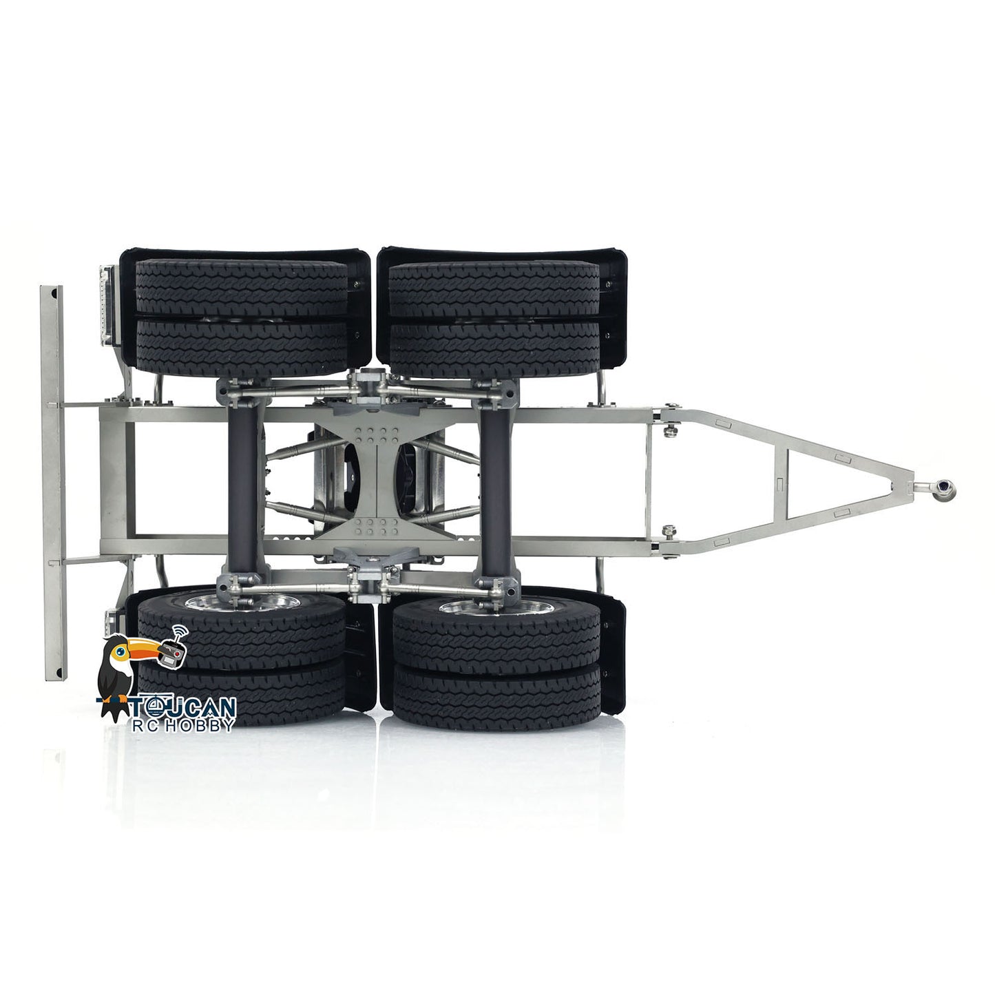 US Stock 2 Axles 1/14 Metal Trailer with Fifth-wheel Traction for LESU RC Car Truck Model