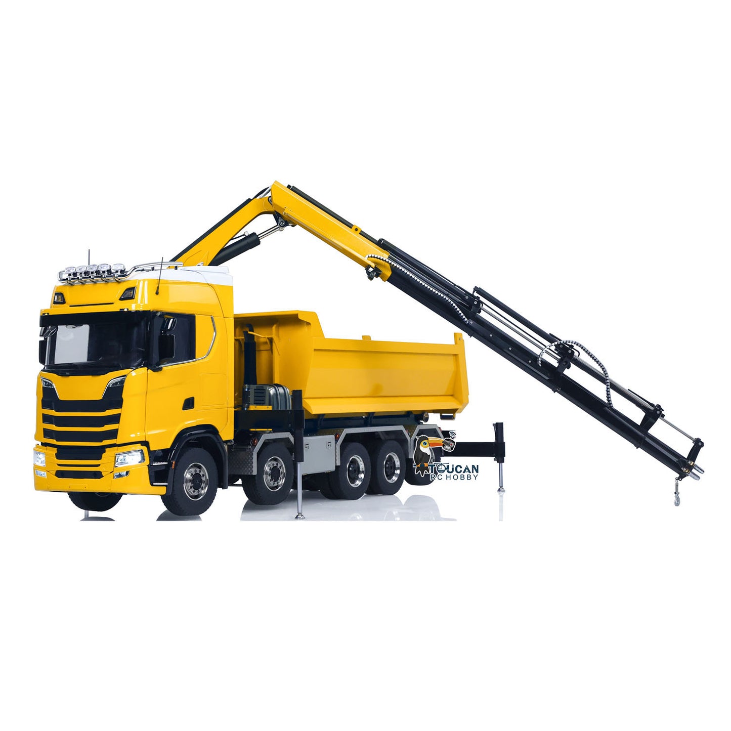 770S 10x10 1/14 Hydraulic Crane Dump RC Tipper Car Metal Full Dump Truck RTR Battery Light Sound