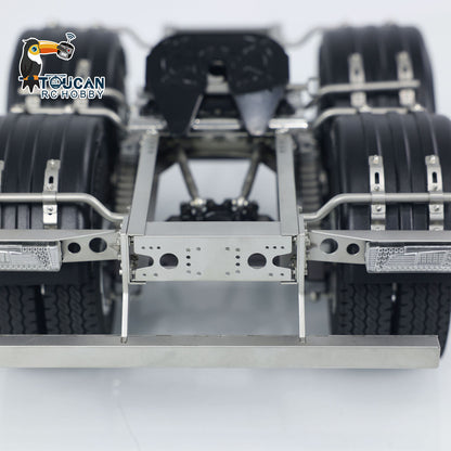 US Stock 2 Axles 1/14 Metal Trailer with Fifth-wheel Traction for LESU RC Car Truck Model