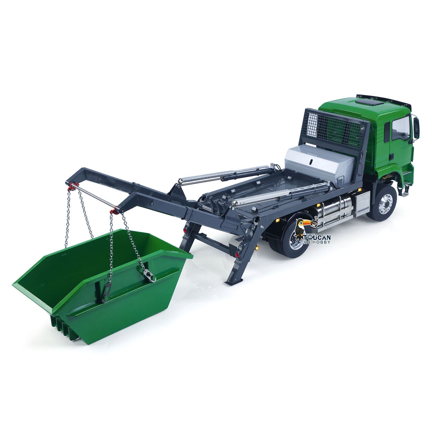LESU Z0068 1/14 Metal 4x4 Hydraulic Swing Arm Garbage Vehicle 3 Speed Transmission Lock Differential Axles for Backyard Fun